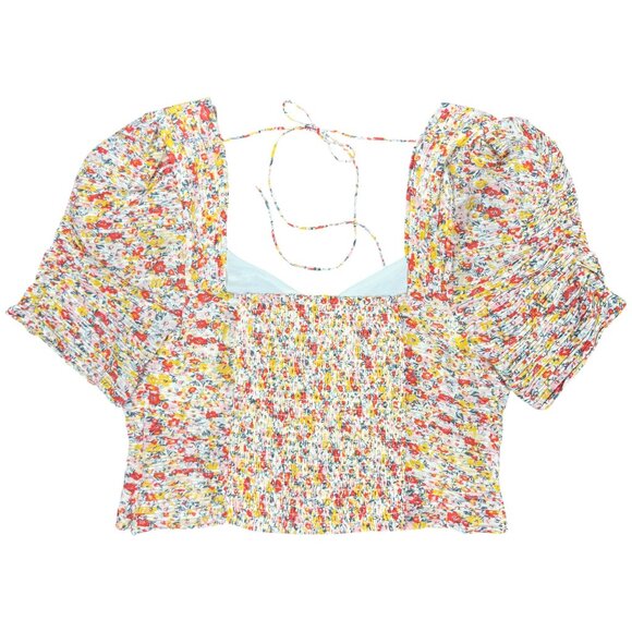 NWT Women's ASTR THE LABEL Floral Smocked Sweetheart Neckline Top | Size XL - Picture 5 of 14